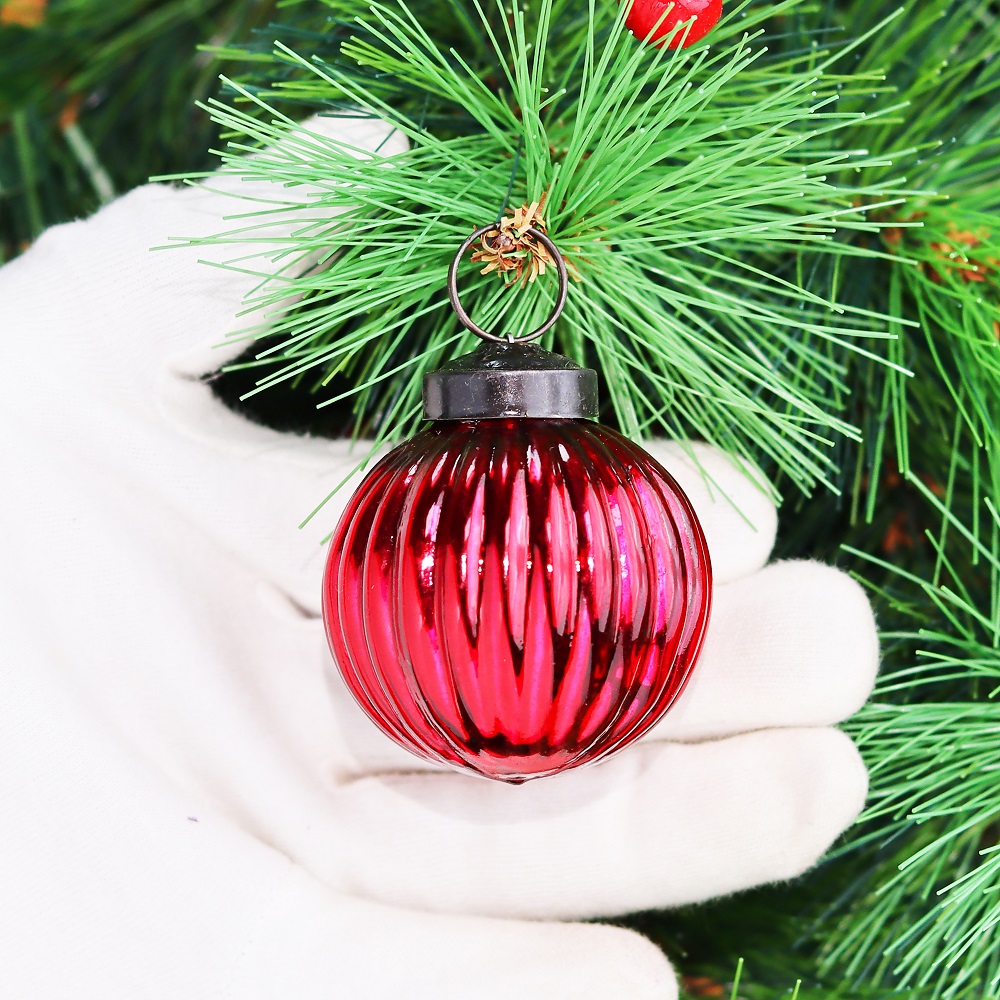 12 Pieces Glass Red Christmas Ornaments For Tree Decoration